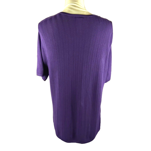 Talbot's Women's Short Sleeve Open Weave Sweater Size Medium Purple Silk blend - Picture 3 of 7
